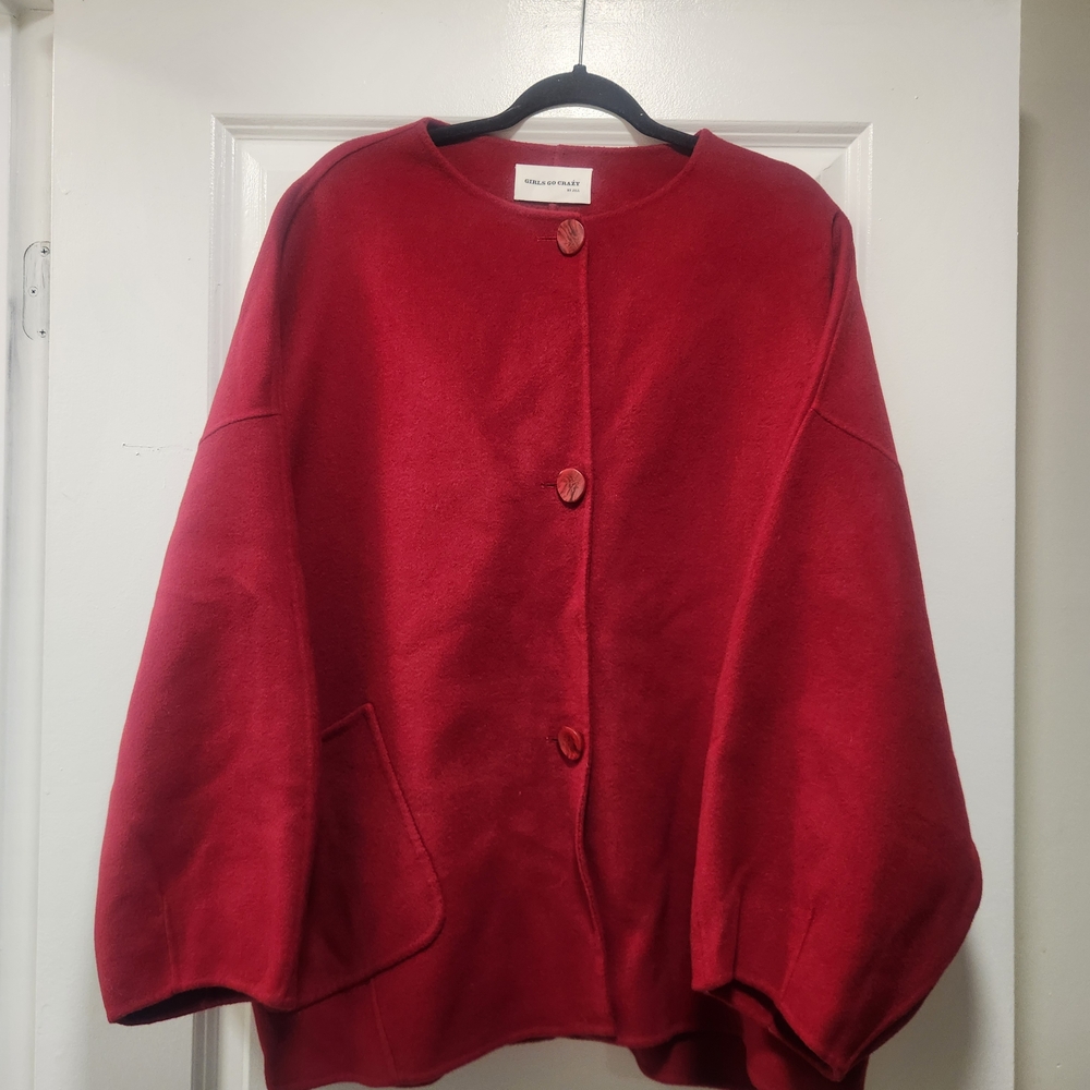 LUXE Girls Go Crazy by Jill Red Wool Cashmere Coat